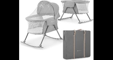 Kinderkraft LOVI 3-in-1 Reiswieg, Wieg en Bed – Verstelbare Kap met Muskietennet – Inclusief Opbergtas en Speeltjes – Lichtgewicht 5 kg – Voor Kinderen tot 9 kg – Donkergrijs