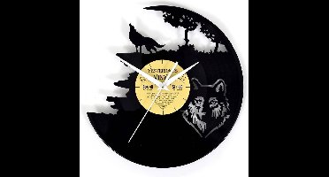 LP wandklok Wolf - Vinyl klok - Met geschenkverpakking