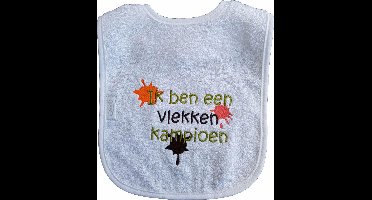 Witte slab met "Ik ben een vlekken kampioen"