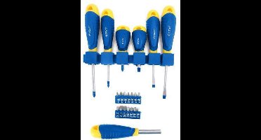 Kinzo Schroevendraaierset/ Bitset - 21-Delig - 3x Kruiskop, 3x Sleufkop - 14 Bits in diverse Soorten en Maten, o.a. Torx
