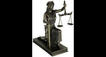 MadDeco - knielende vrouwe justitia - beeld - polystone - bronskleurig - handgemaakt - 22 x 13 x 25 cm