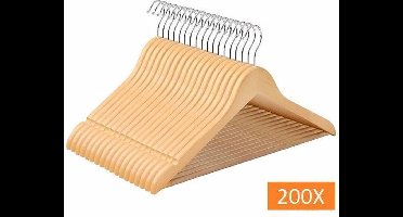 Relaxwonen | Kledinghangers | Set van 200 stuks | Hout | Bruin | Draaibare haak