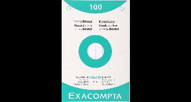 4x etui 100 steekkaarten bristol geruit 5x5 geperforeerd 100x150mm, Wit