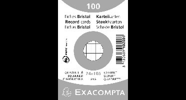 100 steekkaarten bristol in folie - geruit 5x5 niet geperforeerd 74x105mm, Wit
