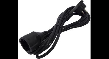 CHACON Verlengkabel 3 m HO5VVF 3x1,5 mm2 zwart met platte stekker