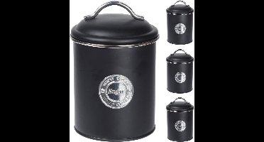 Excellent Houseware Voorraadbussen Klassiek Zwart - Set Van 3 Stuks