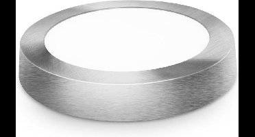 LED plafondlamp - 12cm - opbouw rond - Warm wit - zilver - 6W