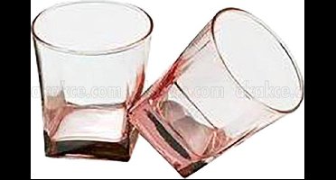 Pasabahce Carre - Roze Whiskeyglazen - Set van 3 - 310 ml