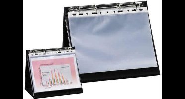 Rillstab low budget tafelflipover 4-rings met 10 tassen A5. liggend, kunstof, zwart