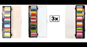 3x Splitcake palet met penseel assortie - grime schmink split cake thema feest party verjaardag kids