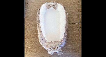 Babynestje - Velvet - bamboe - zand - champagne - ecru - strik