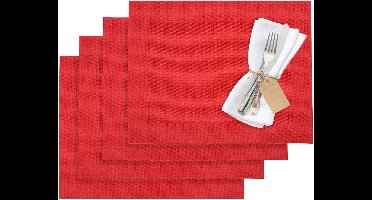 Set van 4 placemats, 42 x 32 cm, synthetisch weefsel, rood, Saleen-collectie