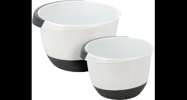 Excellent Houseware Beslagkom/mengkom/roerkom - 2x stuks - kunststof - wit