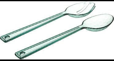 Secret de Gourmet - Sla bestek/couvert - groen kunststof - 29 cm - picknick/vakantie