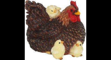 Esschert's Garden Design Beeldje Kip Met Kuikens | Polyresin | 12,3 x 15,2 x 12 cm
