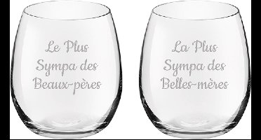 Drinkglas gegraveerd - 39cl - Le Plus Sympa des Beaux-pères & La Plus Sympa des Belles-mères