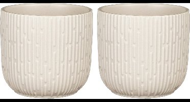 Mica Decorations - Plantenpot/bloempot -2x stuks - keramiek - mat wit - D12.5/H11 cm