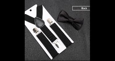 Kinder Bretels Met Vlinderstrikje Vlinderdas Feestelijke Bretels 4 tot 12 jaar kindermaat Bretelle Jongens Bretels Communies Zwwart