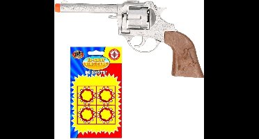 Cowboy speelgoed revolver/pistool metaal 12 schots met plaffertjes