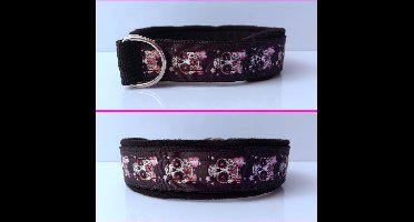 Sliphalsband - Maat XS - 3 cm breed - Zwart- Skull strik - Halfcheck halsband - Halsband - Hondenhalsband - Sterke rassen