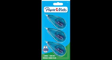 Paper Mate vloeibaar papier DryLine Mini correctietape | 5 mm x 6 mm | blauw | 3 stuks