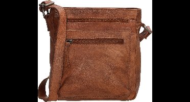 Beagles Maspalomas Crossbody Schoudertas - Handige Ritsvakken - Leren Dames Tas - Cognac
