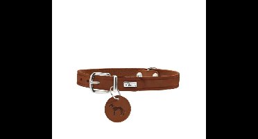 HUNTER Halsband Aalborg - L - verstelbaar: 45 - 55 cm | Breedte 2,5 cm - cognac 100% Zacht Rundleer