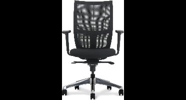 Euroseats Curve Ergonomische Bureaustoel zwarte stoffen zitting en netwaeve rug. Incl. alu chroom voetenkruis