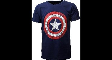 Marvel Comics Captain America Distorted Schild T-Shirt Blauw - XXL