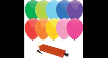 Haza - 200x gekleurde latex verjaardag ballonnen met ballonnenpomp