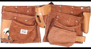 Benson Lederen gereedschapsgordel - 11 vakken - verstelbare riem - metaal en nylon versterkt