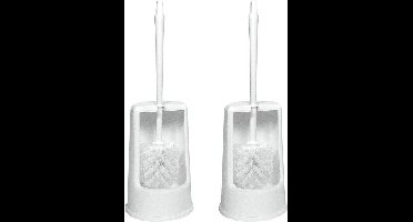 Toiletborstelhouder inclusief wc borstel wit met borstel - 2x - toiletborstel - wc / sanitair