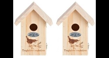 2x Vogelhuisjes met vogel silhouet 19,5 x 9,5 cm - Vogelhuisjes tuindecoraties