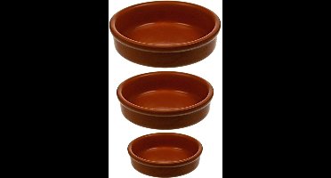 Voordeelset van 12x stuks creme brulee of tapas bakjes van steen 4 x 5 cm - 4x 7 cm - 5x 10 cm - vaatwasser geschikt