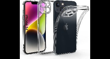 Hoesje Geschikt voor iPhone 14 met Extra Camera Bescherming Doorzichtig Shockproof backcover – Transparant