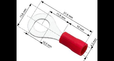 Ringkabelschoen Rood 10.5-13.6 mm - Gat diameter 4,3 mm - M10 - 100 Stuks