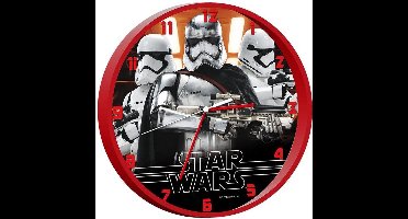 Star Wars EP7 Clock Storm Trooper - Klok - Rond - Plastic - Ø25 cm - Zwart / Rood