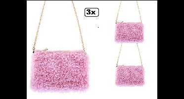 3x Tas curly roze