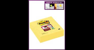 Post-it® Super Sticky Notes, Canary Yellow™, Gelijnd, 3 blokken, 101mm x 101mm, 70 blaadjes