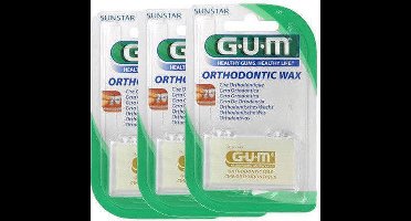 Gum Orthodontistische Wax Mint - 3 st - Beugelreiniging - Voordeelverpakking
