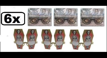 6x Horror bril zombie en doodskist