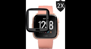 2x Screenprotector geschikt voor Fitbit Versa - Glazen Gehard Full Screen Cover Volledig Beeld