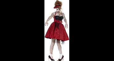 Smiffy's - Zombie Kostuum - Zombie 50s Chick - Vrouw - rood - Large - Halloween - Verkleedkleding