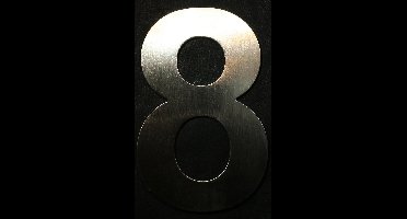 Inox huisnummer 7cm - cijfer 8