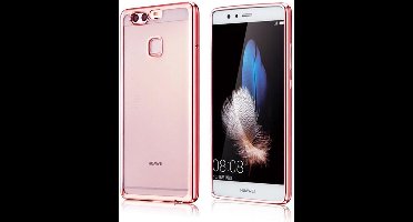 Hoesje geschikt voor Huawei P10 Plus - Siliconen Rose Gouden Bumper Electro Plating met Transparante TPU (Rose Gold Silicone / Cover)