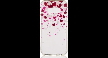 Shop4 - Geschikt voor Samsung Galaxy S10e Hoesje - Zachte Back Case Hartjes Transparant