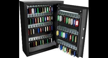 Perel Sleutelkast met cijferslot, 71 haken, inclusief 71 sleutellabels en 2 noodsleutels, zwart