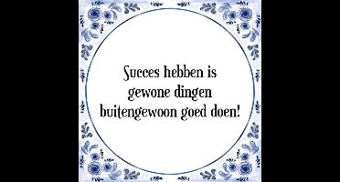 Tegeltje met Spreuk (Tegeltjeswijsheid): Succes hebben is gewone dingen buitengewoon goed doen! + Kado verpakking & Plakhanger