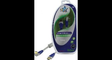 HQ - 1.4 High Speed HDMI -  eenzijdig haaks  -1,5 m - Grijs/Blauw
