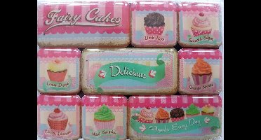 Nostalgic Art Cup Cakes 9 metalen Magneten in een set